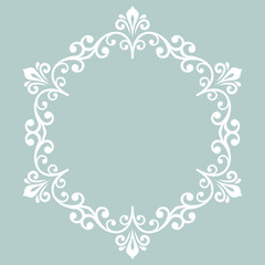 Wall Mural - oriental vector white round pattern with arabesques and floral elements. traditional classic ornamen