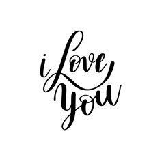 Wall Mural - i love you black and white hand written lettering about love