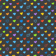 Poster - Different abstract hearts pattern. Valentines greeting card layo