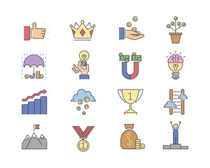 Canvas Print - Business success vector icons set.