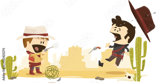 Duel de cow-boy au far west, shérif et bandit