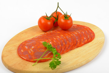 Canvas Print - chorizo salami and cherry tomatoes