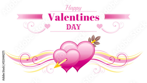 Happy Valentines Day Border Cupid Arrow Heart Romance Love Text