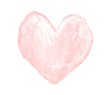 Pale Pink Heart Painted With Gouache
