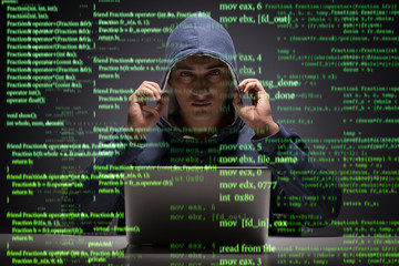 young hacker in data security concept
