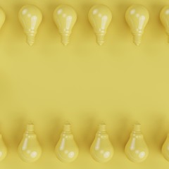 Wall Mural - yellow light bulb on yellow background for copy space. minimal concept.