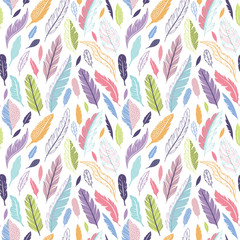 Wall Mural - Vector seamless pattern with feathers