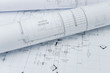 © worldwide_stock - architectural drawing paper rolls of a dwelling for construction