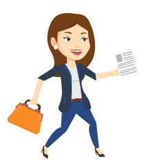 Poster - Happy business woman running vector illustration.