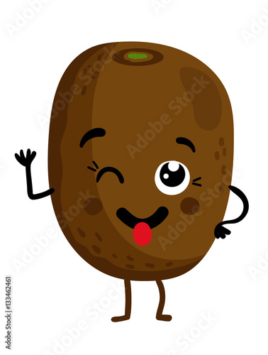 Cute fruit kiwi cartoon character isolated on white background vector