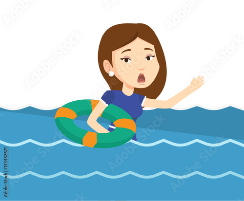 Business woman sinking and asking for help. Stock Vector | Adobe Stock
