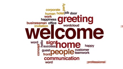 Canvas Print - Welcome animated word cloud, text design animation.