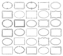 Hand Drawn Doodle Round And Square Vector Picture Border Frames
