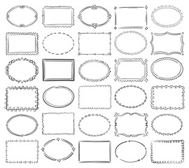 hand drawn doodle round and square vector picture border frames