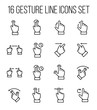 © dstarky - Set of gesture icons in modern thin line style.