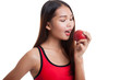 © halfbottle - Beautiful Asian healthy girl eat apple.