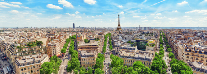 Wall Mural - Beautiful panoramic view of Paris from the roof of the Triumphal