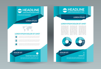Wall Mural - Business brochure layout template. A4 size. Front and back page. Vector background with infographic elements. Can be used for cover design, flyer, leaflet, booklet