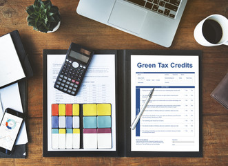 Sticker - Green Tax Credits Investment Saving Debates Concept