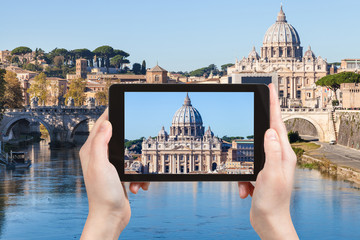 Sticker - tourist photographs St Peter Basilica from Rome