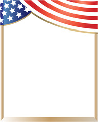 Wall Mural - USA flag symbols wave frame patriotic border with empty space for your design.