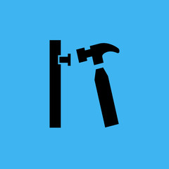 hammer and nail icon. flat design