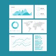 Infographic dashboard template with flat design graphs and charts. Processing analysis of data.