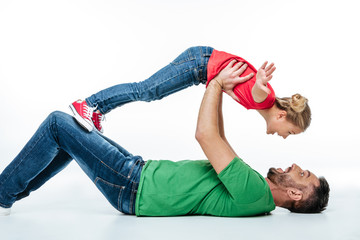 Wall Mural - father and daughter having fun together