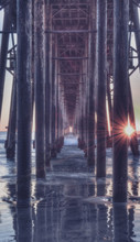 Vintage Pier At Sunset In Southern California