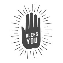Bless You Hand Palm, Vector Illustration Logo