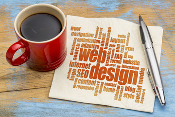 Wall Mural - web design word cloud on napkin