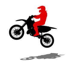 Silhouettes Rider Participates Motocross Championship. Vector Illustration