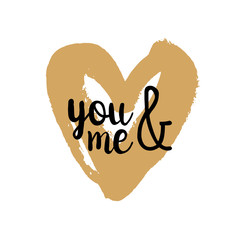Wall Mural - You and Me on golden heart