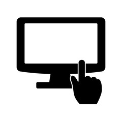 Poster - computer and hand pointer icon image vector illustration design 