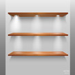© poppystyle - Vector Empty Wooden Shelves Isolated on Wall Background