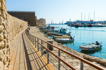 Wall Mural - Mediterranean venetian port and fortress  view Heraklion Crete G