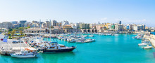 Crete, Heraklion City Panoramic Skyline View To Famous Venetian Port