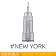 New York City Empire State Building. Editable line icon. Stock vector illustration.