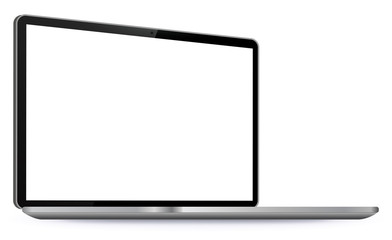 Sticker - laptop computer with blank screen isolated on white background