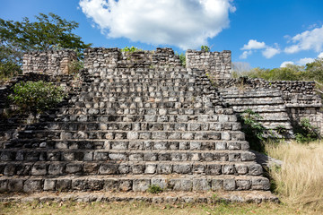 Wall Mural - Ruins of the ancient Mayan temple in Ek Balam, a late classic Yucatec-Maya archaeological site located in Temozon, Yucatan, Mexico.