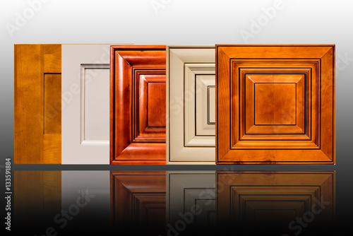 Contemporary Wood Panels Kitchen Cabinet Doors Colour Red