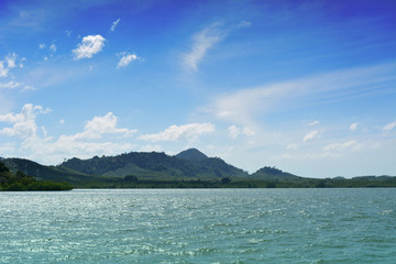 The Island, sea and blue sky.