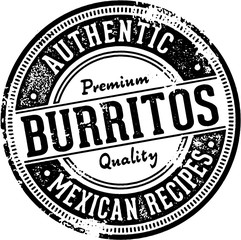 Wall Mural - Authentic Burritos Vintage Menu Stamp