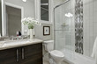 canvas print picture - Glass walk-in shower in a bathroom of luxury home