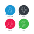 © tanyastock - Colored speech bubbles. Phone call, chat speech bubbles and lock icons. Dialog linear sign. Flat web buttons with linear icons. Vector