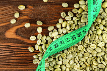 Poster - Coffee grains and measure tape on table