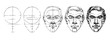 learn step by step to draw the face of a man.