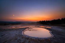 Hot Spring Sunset At Yellowstone National Park 