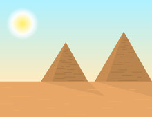 Cartoon Style Egyptians Pyramids Landscape