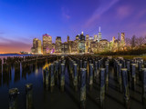 Fototapeta Miasta - New York City Manhattan buildings skyline at night from Brooklyn